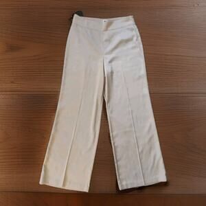 Anne Klein Beige Satin Wide Leg Pants Size 10 Career Business Casual Side Zip